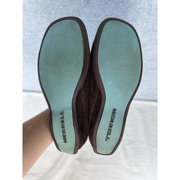 Merrell Women’s sz 9 Wild Senna Espresso Suede Slip On Moccasins Woven Comfort - Picture 7 of 10